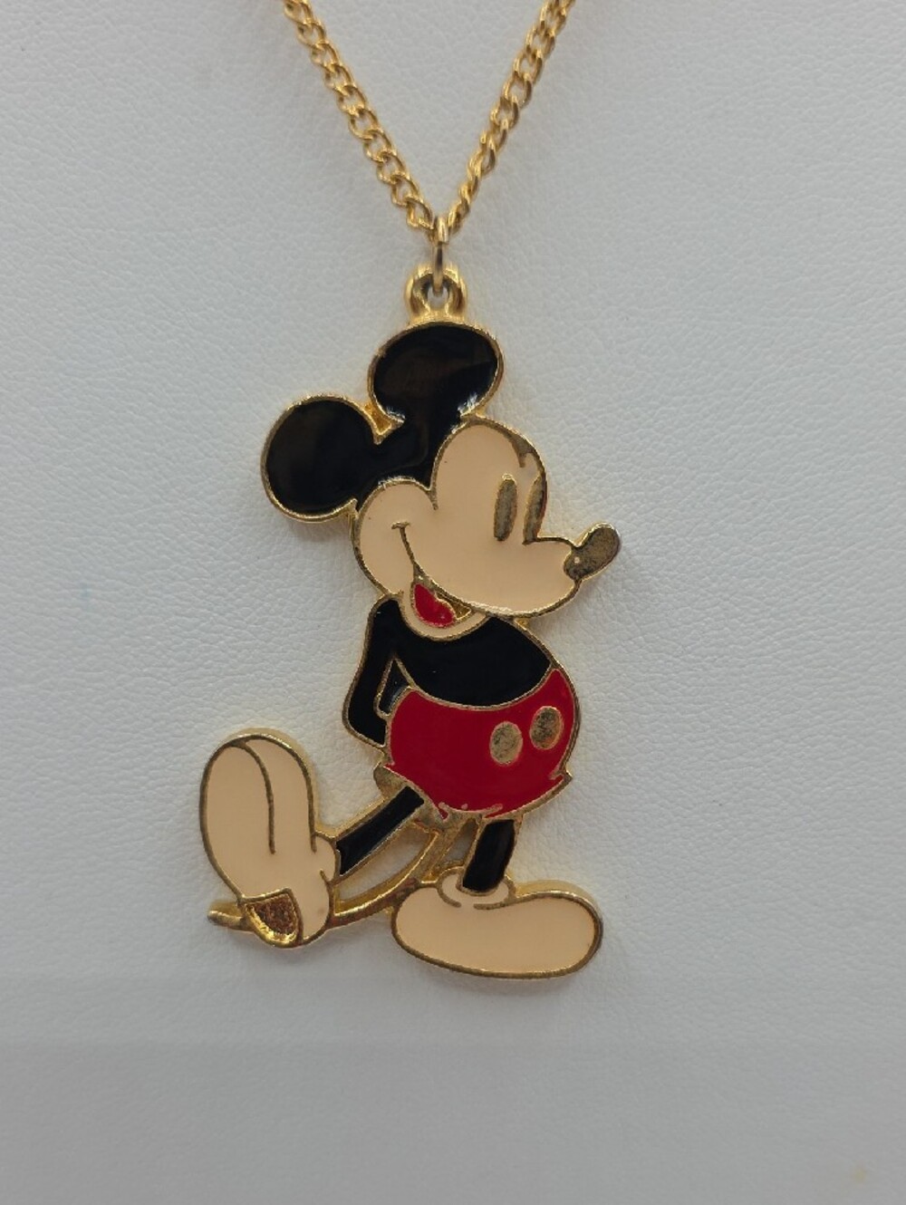 Gold-Tone Mickey Mouse Enamel Pendant Necklace - Black & Red